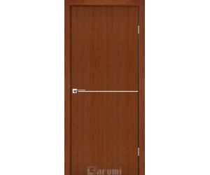 Двері міжкімнатні Plato Line PTL-03 горіх роял (декор з алюмінію кольору нікель) Darumi