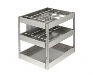 Карго фасад 400 нижнє кріплення з доводчиком Virno Style нержавіюча сталь (3 полиці)