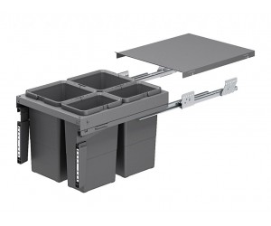 Система утилізації сміття фасад 450 з доводчиком Inoxa Qubika 97LX/45-2AR ардезія (2 цебра 8 л, 2 цебра 12 л)