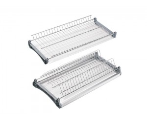 Посудосушитель Т4 фасад 600 GIFF нержавіюча сталь (2 полиці, 2 піддони та 4 кріплення) з алюмінієвою рамкою