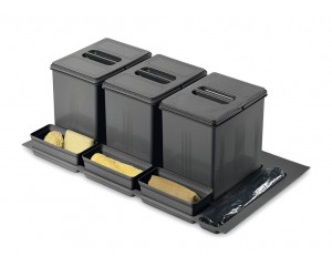 Система утилізації сміття фасад 900 Inoxa 97DA/903 ардезія (1 піддон, 3 відра 16 л, 3 лотки)