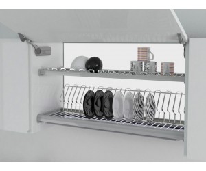 Посудосушитель фасад 900 з алюмінієвою рамкою Inoxa Ellite 716 хром (2 полиці, піддон нержавіюча сталь)