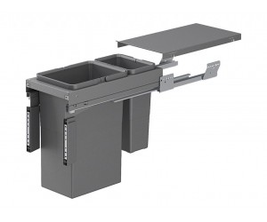 Система утилізації сміття фасад 300 з доводчиком Inoxa Qubika 97LX/30-2AR ардезія (1 відро 8 л, 1 відро 18 л)