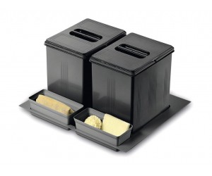 Система утилізації сміття фасад 600 Inoxa 97DA/602 ардезія (1 піддон, 2 відра 16 л, 2 лотки)